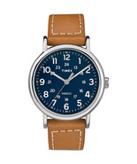 Timex Weekender 40mm Men&#39;s Watch - Tan Leather Strap w/Blue Dial - £48.65 GBP