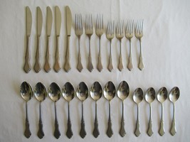 MAJESTY Rogers Scalloped Outline 24pc Stainless Steel Spoon Knife Fork L... - $23.75