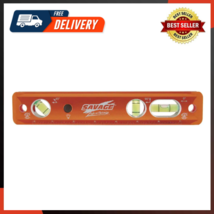 9 In. Aluminum Lighted Magnetic Torpedo Level With 3 Bubble Vials, Etched Ruler - £26.40 GBP