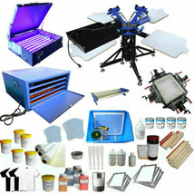 Updated 3 Color 4 Station  Ink Dryer Exposure Stretcher Silk Screen Printing Kit - £1,785.50 GBP