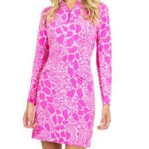 NWT Ladies IBKUL BIANCA HOT PINK Long Sleeve Mock Golf Dress - XS S M L & XL image 2