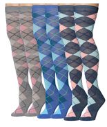 Isadora Paccini Women&#39;s 3 Pairs Harmonious Argyle Medley White Black Gre... - $12.73