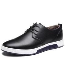 Men Shoes Casual Leather Fashion Trendy Black Blue Brown Flat Shoes for Men - £35.37 GBP