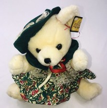 Soft Expressions Teddy Bear 10” Plush Stuffed Animal Flower Leaf Dress Hat - £17.94 GBP