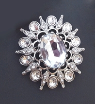 2 pcs Cylinder Clear White Rhinestone Brooch Pin 2-1/8&quot; / 5.3 cm Height B292 - £7.98 GBP