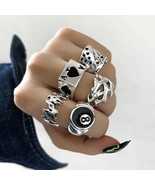 Women Teen Vintage Punk Metal Antique Silver Color Finger Ring Gothic Je... - £3.99 GBP