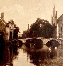 Pont Du Beguinage Bruges Belgium Gravure 1910s Postcard Sepia PCBG12A - £15.66 GBP