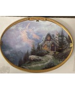 Thomas Kinkade Rainbow&#39;s End Cottage Bradford Oval Porcelain Plate - $21.93 CAD