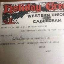 Vintage 1924 Christmas Original, CABLEGRAM Western Union Int Cablegram - $18.21