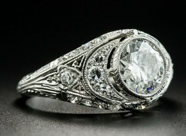 Filigree Engagement Ring 2.80Ct Round Simulated Diamond 14K White Gold i... - £203.90 GBP