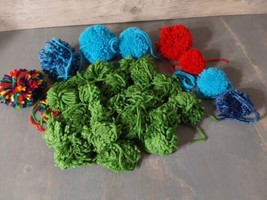 Yarn Pom Poms Yarn Balls for Hats Other Crafts Lot 29 Various Colors Sizes - $23.18