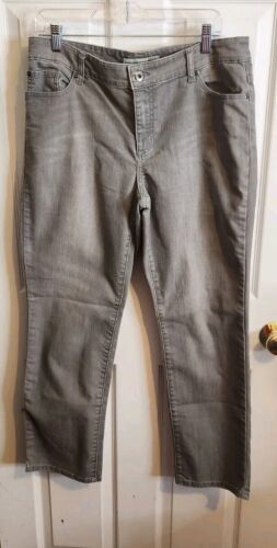 Primary image for Chicos Jeans Women Sz 2 Short Gray Platinum Denim Distressed Mid Rise  Casual