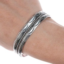 6 5/8&quot; Vintage Navajo hand stamped silver twisted wire bracelet - $277.20