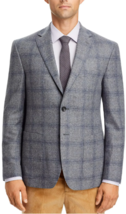 $548 Bloomingdales Gray Windowpane Wool Sport Coat Blazer Jacket Mens - $165.00