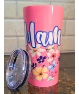 Mama Tumbler with Pink Floral Design Stainless Steel Travel Mug for Mom ... - $37.70