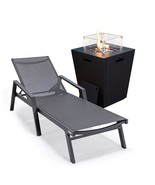 LeisureMod Modern Black Aluminum Outdoor Chaise Lounge Chair with Arms a... - $12,065.19 MXN