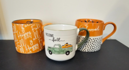 3 Coffee Cups Mugs Autumn Fall Harvest Blessed MINT CONDITION ~ FREE SHI... - £30.96 GBP
