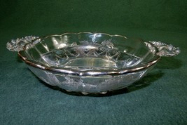 Divided  Relish Dish w/Sterling Silver Overlay~ Vintage New Martinsville Glass - £23.07 GBP