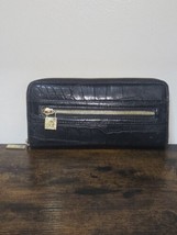 Anne Klein Wallet Clutch Zip Around Charm Black Alligator  - £8.88 GBP