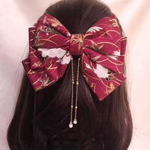 Japanese Hair Bow Clips | Traditional Handmade Kimono Yukata Sakura Flower - £23.17 GBP