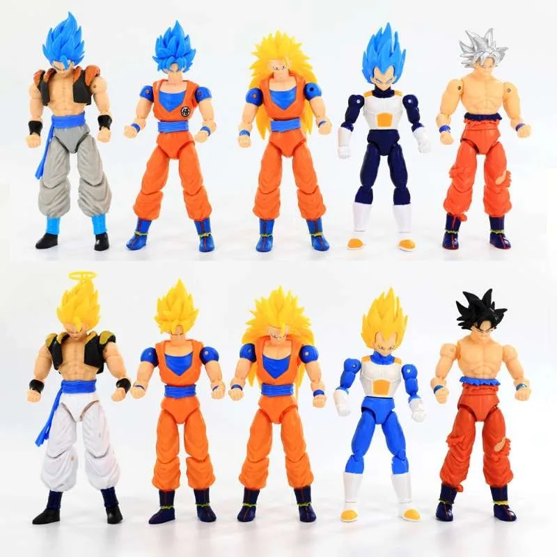 5 Pcs/Set Dragon Ball Action Figure Son Goku Vegeta Gogeta Super Saiyan Change - £26.40 GBP