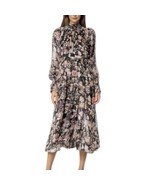 Sabina Musayev Geneva Floral Midi Dress Size XS Black Gold Metallic Shee... - $69.09 CAD