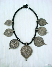 ancient antique tribal old silver amulet pendant necklace hindu god goddess - £630.83 GBP