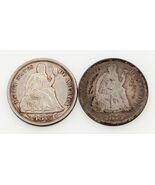 Lot of 2 1875 Seated Liberty Dimes 10C (P/CC) in AU/VG Condition - €114,05 EUR