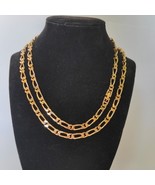 Vintage Monet Necklace 18&quot; Gold Plated Figaro Chain 80&#39;s Fashion Wardrob... - $735.01 MXN