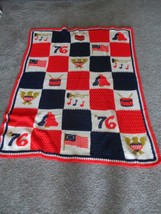 Vtg 45” X 60” Crochet / Knitted Afghan Throw Blanket Liberty Bell Americana ‘76 - £35.02 GBP