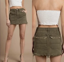 Free People Utility Olive Green Mini Skirt Size 29 - £37.77 GBP