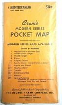 NOS Sealed Vintage 1950&#39;s Cram&#39;s Modern Series Pocket Map Mediterranean No 1 - £11.35 GBP