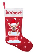 Chihuahua Christmas Stocking - Personalized Chihuahua Stocking - Red - £25.95 GBP