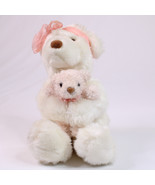 Gund Momma&#39;s Love #4977 White Pink Teddy Bears Mother And Baby Pink Bow ... - $11.27