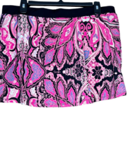 Swim by Cacique Women&#39;s Swim Skort Skirt Bottoms Black Pink Paisley Size 16 - £19.53 GBP