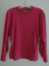 Ladies Top Size L Cranberry Red Dolman Puffy Pleated Sleeve Pullover $65... - £16.27 GBP