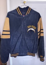 NFL San Diego Chargers Suede Leather Full Zip Varsity Jacket Size M Apparel - £46.92 GBP