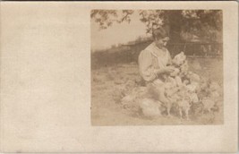 RPPC Lovely Edwardian Woman with Chickens Postcard Z15 - £10.35 GBP