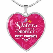 Express Your Love Gifts Sisters are Perfect Best Friends Necklace Engraved 18k G - £54.49 GBP