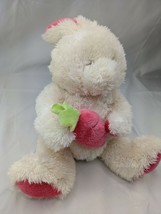 Dan Dee Cream Rabbit Plush 12 Inch Pink Ears Carrot Feet Stuffed Animal Toy - £12.20 GBP