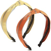 Twist Knot Fashion Headband With Zipper (Yellow And Orange, 2 Pack) - £14.15 GBP