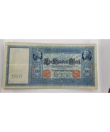 Alemania Lote de 10 Billetes 100 Marca 1910 Muy Rara Circulación Rojo Sello - £44.51 GBP