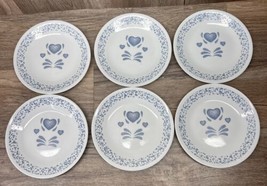 Set of 6 Corelle Blue Hearts Sponge Bread and Butter Dessert Plates 6 3/4&quot; - £12.63 GBP