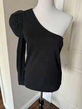Nation LTD Black One Shoulder Long Sleeve Cotton Top SZ L EUC - $34.65