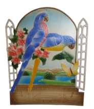 Calendar Top Parrots Butterfly Flowers Water View Die Cut Thick Diecut G... - $29.15