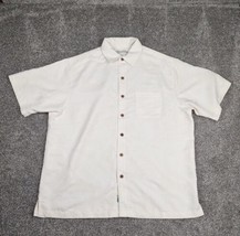 Caribbean Shirt Men XL White Jacquard Hawaiian Tropical Beach Modal Dill... - £13.50 GBP