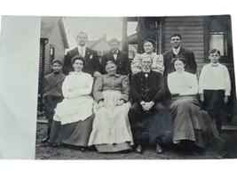 RPPC c1910 Family Portrait Photo Vintage Postcard Unposted B&amp;W 10 Dresse... - $4.99