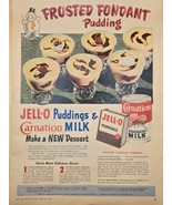 1953 Jell-O Puddings &amp; Carnation MILK Vintage PRINT AD-Frosted Fondant P... - $297.45 MXN