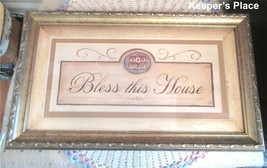 Antique Farmhouse Style Bless This House Matted Framed Print Made In Canada - £14.35 GBP