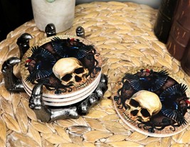 Ebros Clutch Of The Dead Skeleton Hand Coaster Holder W/ 4 Skull Coasters - £21.65 GBP